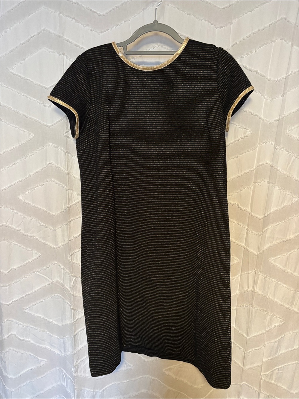 Sara Campbell Black Midi Dress with Gold Trim